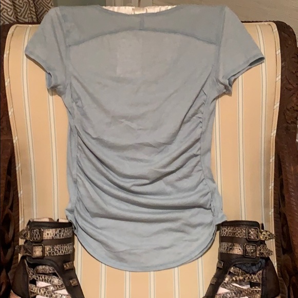 FREE PEOPLE SONNET RUNCHED SCOOP-NECK TEE SHIRT IN SAGE SIZE SMALL - Picture 7 of 8